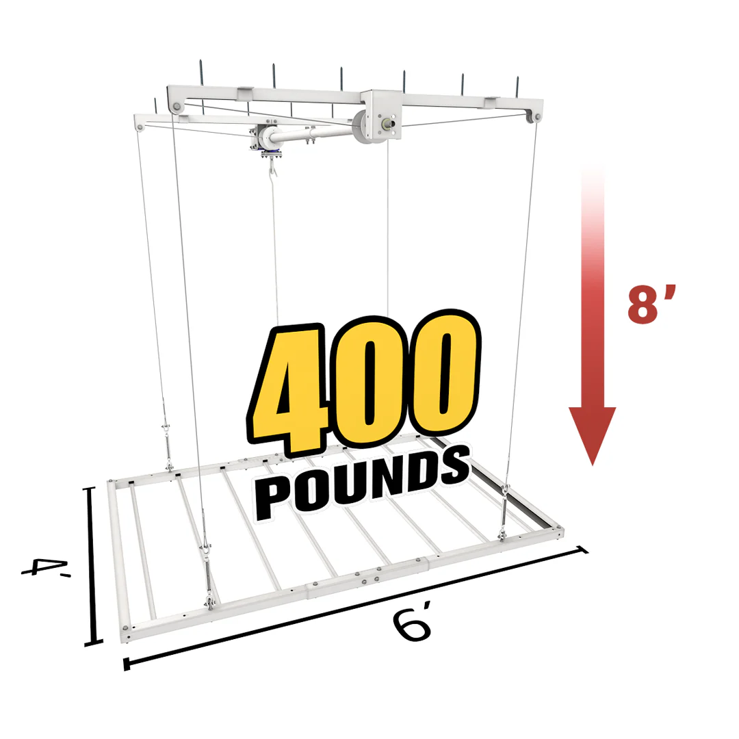 EZ Garage Storage E-Z Lift 4 ft x 6 ft Overhead Storage Lift 8 ft Drop 400 lb - R4X6