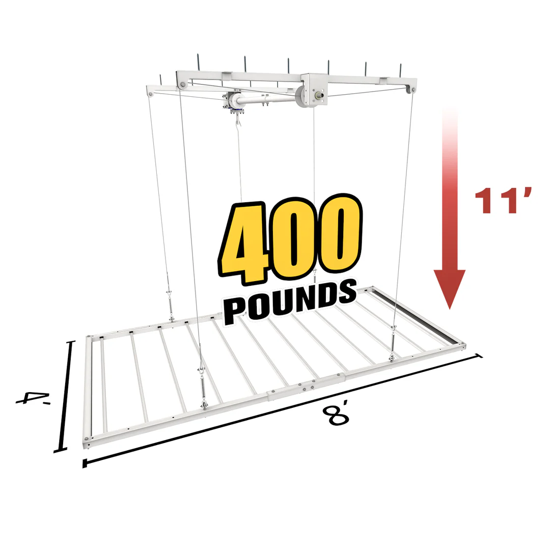 EZ Garage Storage E-Z Lift MAX 4 ft x 8 ft Overhead Storage Lift 11 ft Drop 400 lb - R4X8M