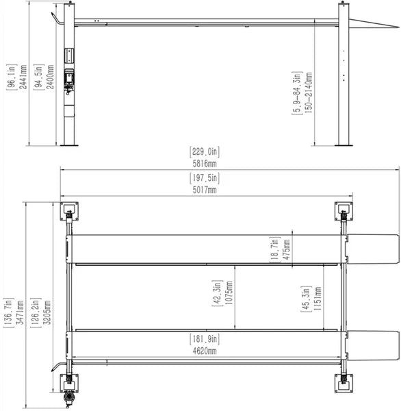 Katool 4 Post Vehicle Lift - 11,000lb Capacity | KT-4H110