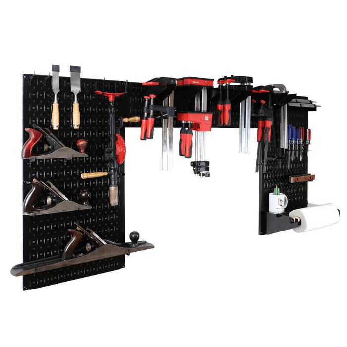 Lazy Guy DIY Maker Woodworking Tool Storage Organizer Set - Metal Pegboard with Accessories