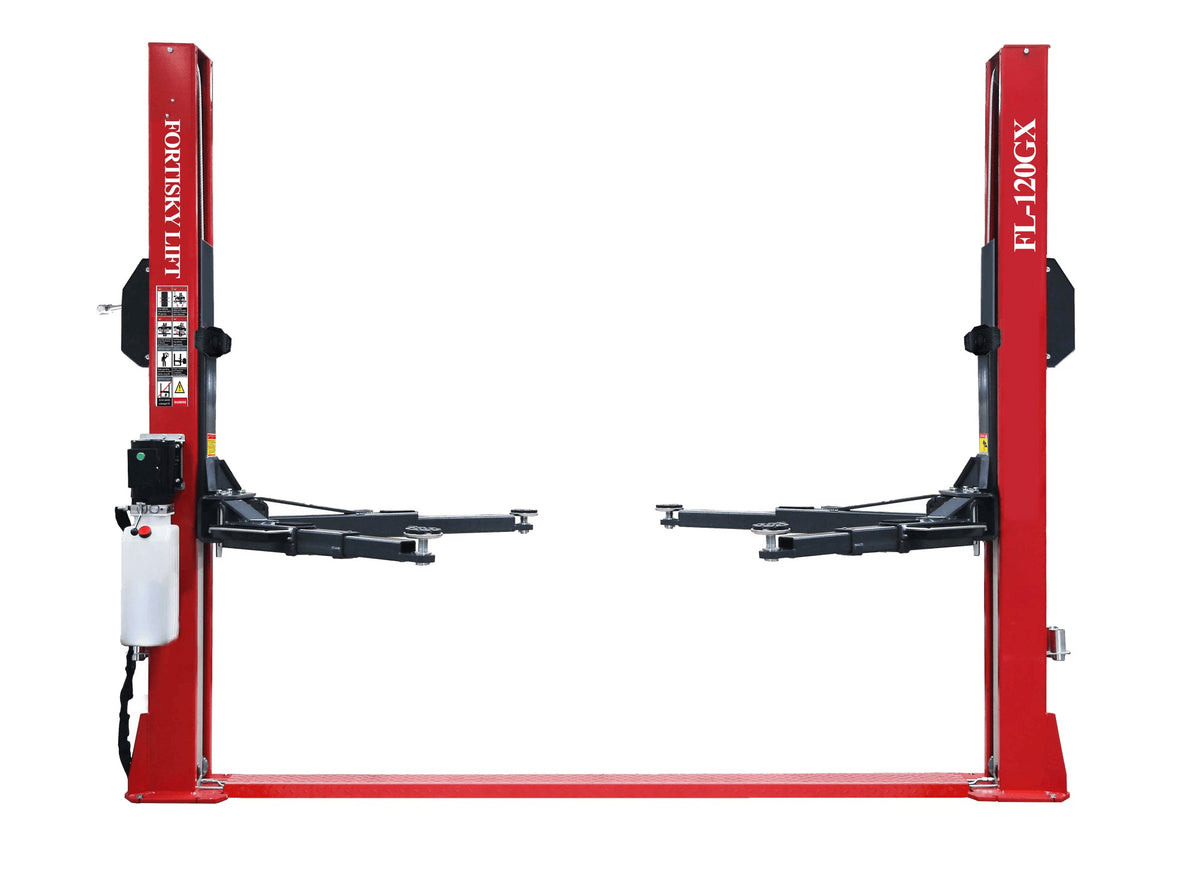 Fortisky FL-120GX Two-Post Car Lift 12000 lb Base Plate Single-Point Lock Release